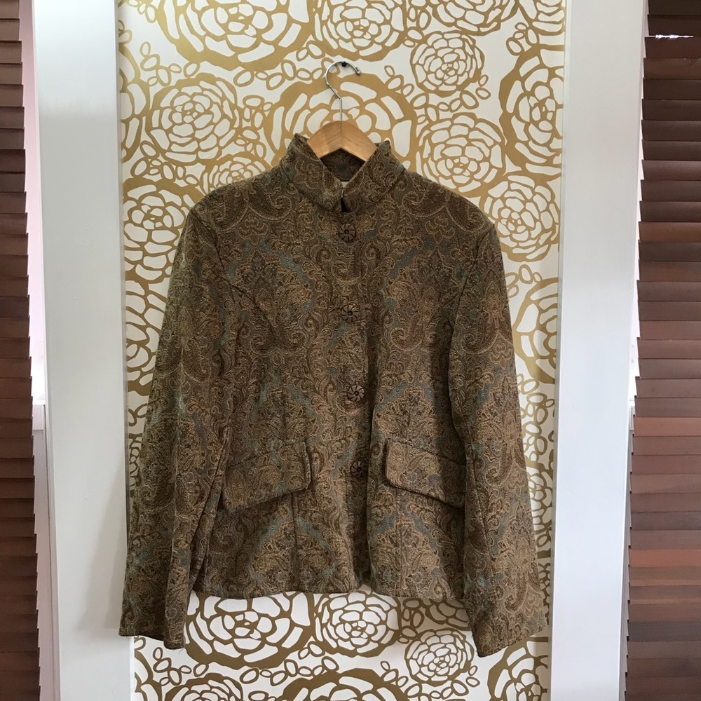 Flashback Tapestry Jacket Blue Brown Paisley Print - image 2